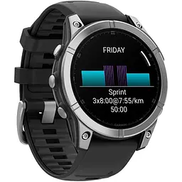 Смарт-годинник Garmin Fenix E 47mm AMOLED Stainless Steel with Black Silicone Band (010-03025-02/00) [116559] - мініатюра 2