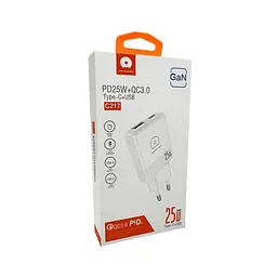 Мережевий зарядний пристрій WUW-C217 PD 25W USB A + Type-C білий - мініатюра 2