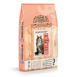 Сухий корм Home Food для дорослих котів Hairball Control CAT ADULT Виведення вовни зі шлунка 3 кг