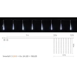 Гірлянда Delux Snowfall C 192LED 8х0.3 м IP44 EN Біла/Прозора (90017977) - мініатюра 3