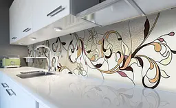 Кухонний фартух Квітковий вітраж ПВХ 60х250 см вініловий самоклеючий Абстракція Бежевий Happy Pocket Z182529 - мініатюра 5