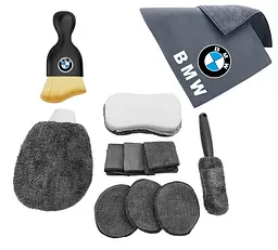 Набір для догляду за авто BMW (рушник і щітка з логотипом + набір для мийки) 12 одиниць