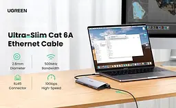 Патч корд Ugreen мережевий кабель 10 Гбіт \ Ethernet RJ45 Cat 6a круглий 0.5М Black (NW122) - мініатюра 8