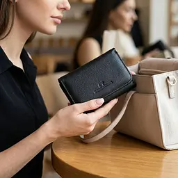 Красиве жіноче портмоне з монетницею з натуральної шкіри ST Leather 22728 чорне - мініатюра 2