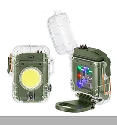 Багатофункціональний ліхтар XPRO D52-2 COB Green з Li-Ion акумулятором, індикацією заряду, запальничкою, ЗУ Type-C (46807-D52-2-COB GREEN_226)