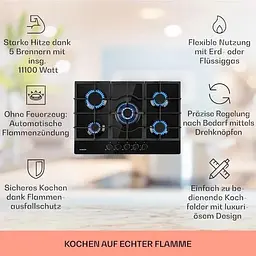 Варильна поверхня газова Klarstein Ignito 5 Sabaf (10033133) - мініатюра 7