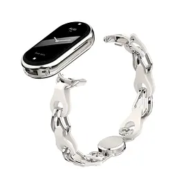 Металевий ремінець для Xiaomi Smart Band 10/9/8, Chain Wristband, срібний, браслет з нержавіючої сталі та штучної шкіри для фітнес-трекера, ArmorStandart (ARM86889) - мініатюра 2