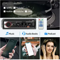 Автомагнітола Bluetooth BM-520 ISO 1DIN Автозвук 4x100вт USB SD пульт ду LCD-дисплей RGB підсвічування Чорний - мініатюра 4