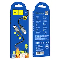 Кабель Hoco X86 Type-C to Type-C Spear 60W silicone charging data cable Black - мініатюра 2