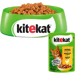 Вологий корм для котів Kitekat, з куркою в соусі, 85 г - мініатюра 3