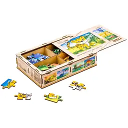 Дерев’яний дитячий пазл PuzzleOK 4 в 1 Дикі звірі 80 елементів Puz-58714 - мініатюра 4