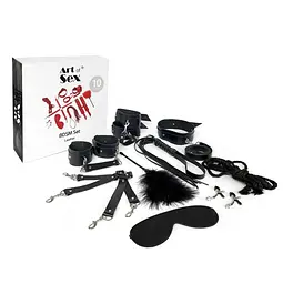 Набір Art of Sex - BDSM Set Leather, 10 предметів, натуральна шкіра, Чорний - мініатюра 3