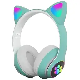 Бездротові дитячі навушники Cat Ear STN-28 Bluetooth з котячими вушками, що світяться бірюзові - мініатюра 2