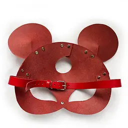Шкіряна маска зайчика Art of Sex - Mouse Mask, колір Червоний - мініатюра 4
