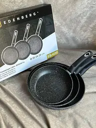 Набір сковорідок з антипригарним покриттям Edenberg EB-4115 3 сковорідки 20/24/28см Чорний - мініатюра 5