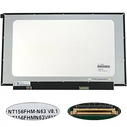 Матриця 15.6 NT156FHM-N63 (1920*1080 30pin(eDP) LED SLIM(без планок та вушок) матова роз'єм праворуч знизу) для ноутбука
