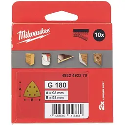 Папір шліфувальний HP MILWAUKEE, 93х93х93мм HL, зерно 180, (10шт)