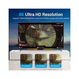 Кабель мультимедійний DisplayPort M to DisplayPort M 1.5m 8K60Hz black Vention (HCCBG) - мініатюра 6