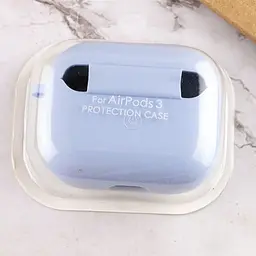 Силіконовий футляр з мікрофіброю для навушників Airpods 3 Блакитний / Lilac Blue - мініатюра 4