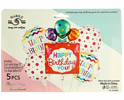 Набір фольгованих кульок "Happy Birthday To You" 5 шт декоративні для свят - мініатюра 2