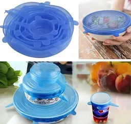 Набір багаторазових силіконових кришок для посуду Super Stretch Silicone Lids 6 штук - мініатюра 4