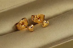 Сережки гвоздики Xuping Jewelry Гладкі серця 4 мм золотисті - мініатюра 2