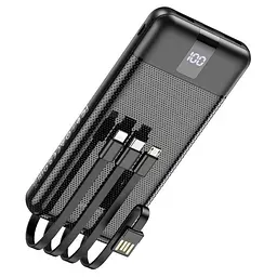 Зовнішній акумулятор Borofone bj20 10000mah УМБ на 3 вбудовані кабелі чорний