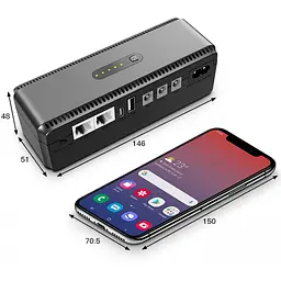 ДБЖ UPS для роутера, терміналу DC1018P 12V/ 9V/ 5V 10400 mAh 18W чорний (Дизайн 3, компактний) - мініатюра 7