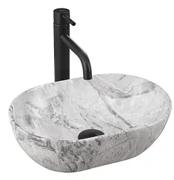 Умивальник Rea Amelia Mini 38x26 stone matt (REA-U9109), Матова