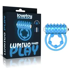Віброкільце Lovetoy Lumino Play Vibrating Penis Ring, 5х2.5 см (блакитний)