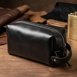 Шкіряна чоловіча косметичка Grande Pelle 11415 чорний - мініатюра 4