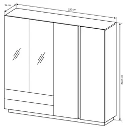 Шафа для одягу Perfect Home Арко / Arco 4-дверна з дзеркалом 4D2S/220 Білий глянець/дуб грандсон (PFH-091041) - мініатюра 7