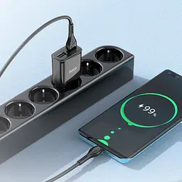 МЗП Hoco C88A Star round 2.4A (2USB-A) + кабель USB to Type-C Чорний - мініатюра 3