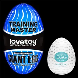Мастурбатор Training Master Giant Egg блакитний - мініатюра 3