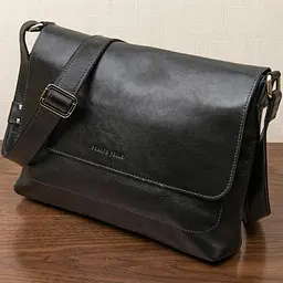 Шкіряна чоловіча прямокутна сумка Grande Pelle 11429 чорний