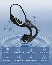 Бездротові навушники з кістковою провідністю Paramita DV68 з Bluetooth 5.3 і RGB-підсвічуванням Чорний - мініатюра 3