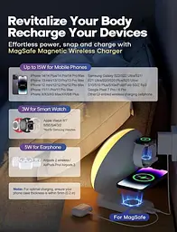 Будильник inga Sunrise з подвійною бездротовою зарядкою для iPhone, Apple Watch, AirPods, функцією створення білого шуму для сну - мініатюра 2