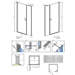 Душові двері Radaway NES Black DWS I 140x200 права, безпечне скло, прозоре, чорна (10028140-54-01R) - мініатюра 4