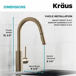 Змішувач для кухні Kraus Oletto золотий KPF-2620BB, Золотий - мініатюра 6