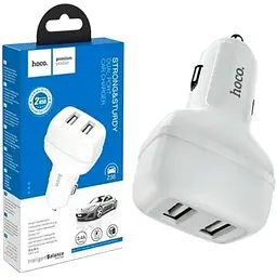 Автомобільний зарядний пристрій Hoco Z36 2.4A 2xUSB White - мініатюра 3