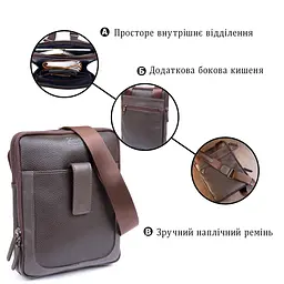 Сумка чоловіча планшет на два відділення шкіряна флотар SHVIGEL 11286 коричнева - мініатюра 8