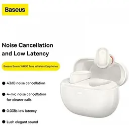 Навушники Baseus Bowie True Wireless Earphones WM05 ANC до 5 годин білі (NGTW200002) - мініатюра 5