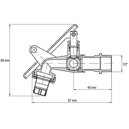 Кран поливу з вухом під замок Koer KR.249 - 1/2" KR3072 - мініатюра 3