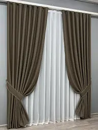 Комплект штор VR-Textil шеніл 2 шт 150x270 см кавовий (1591ш) - мініатюра 3