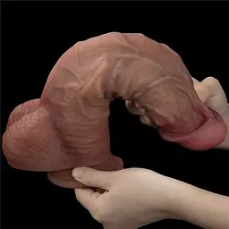 Фалоймітатор Dual Layered Silicone Cock 10.5", 27 см (коричневий) - мініатюра 8