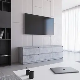 Тумба під телевізор Vays R-12, 6 шухляд без ручок, ЛДСП, 180×40×53 см - мініатюра 4