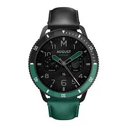 Безель і шкіряний ремінець Sikai для смартгодинника Xiaomi Watch S3/S4 Black-green - мініатюра 3