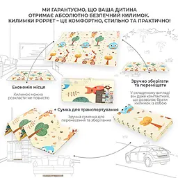 Дитячий складний килимок Poppet Звірята-близнята та Класики двосторонній 150х180x1 см (PP034-150) - мініатюра 4