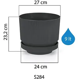 Вазон для квітів Serinova Lux 9 л антрацит (20-S28411102-200100) - мініатюра 3