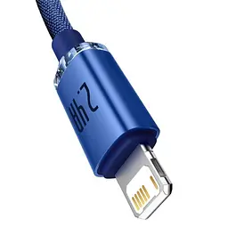 USB кабель Baseus Crystal Shine Series Fast Charging Data Cable USB to iP 2.4A 1.2m синий CAJY000003 - миниатюра 3